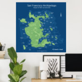 Submerged San Francisco streetmap 36x36" 200ft Poster (Home Office)