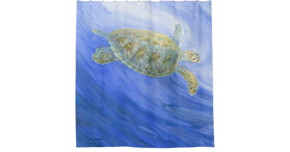Submerging Sea Turtle Shower Curtain, Turtle Shower Curtain