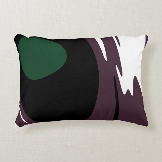 Submersion: Abstract Black, White, Purple & Green Accent Pillow (Front)