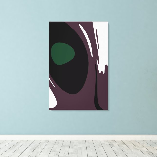 Submersion: Abstract Black, White, Purple & Green Canvas Print (Insitu(Wood Floor))