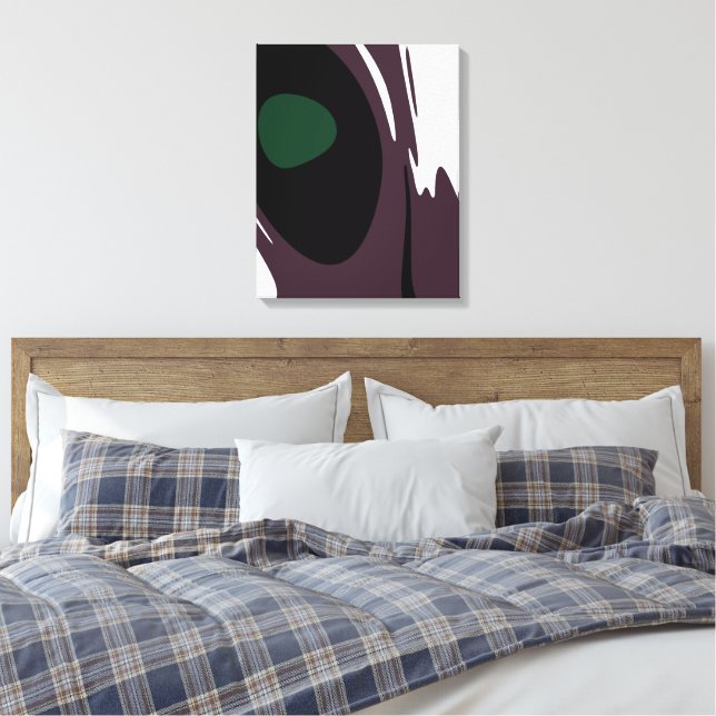 Submersion: Abstract Black, White, Purple & Green Canvas Print (Insitu(Bedroom))