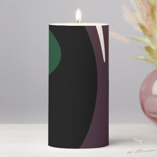 Submersion Abstract Black White Purple  Green Pillar Candle