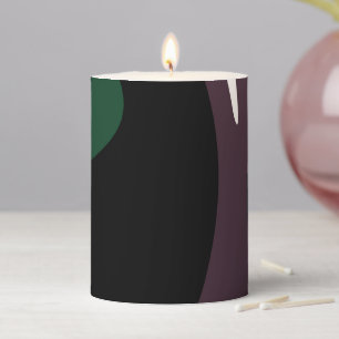 Submersion: Abstract Black, White, Purple & Green Pillar Candle