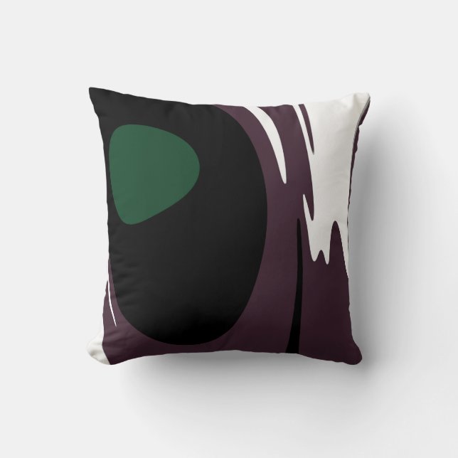 Submersion: Abstract Black, White, Purple & Green Throw Pillow (Front)