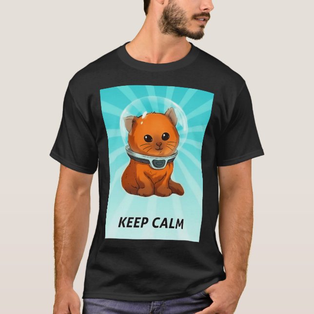 Subnautica Keep Calm Kitty Fixed Color T-Shirt (Front)