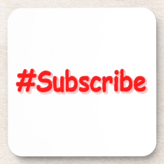 "#Subscribe" Cute Design. Buy Now Beverage Coaster (Front)