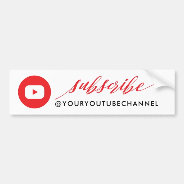 Subscribe Modern YouTube Social Media Bumper Sticker (Front)