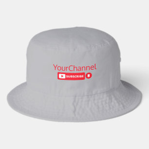 Subscribe Youtube Channel Name Custom Grey Bucket Hat