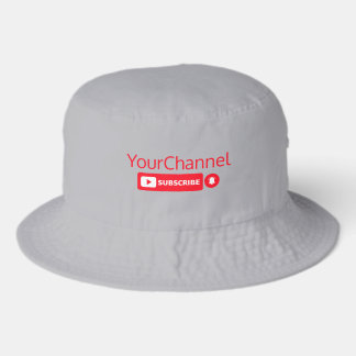 Subscribe Youtube Channel Name Custom Grey Bucket Hat