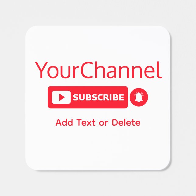 Subscribe Youtube Channel Name Custom  Square Sticker (Single)