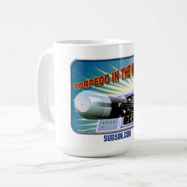 SUBSIM Torpedo in the Water 15. oz mug (Front Left)