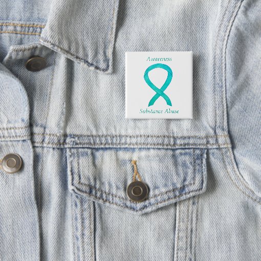 Substance Abuse Awareness Custom Teal Ribbon Pin | Zazzle