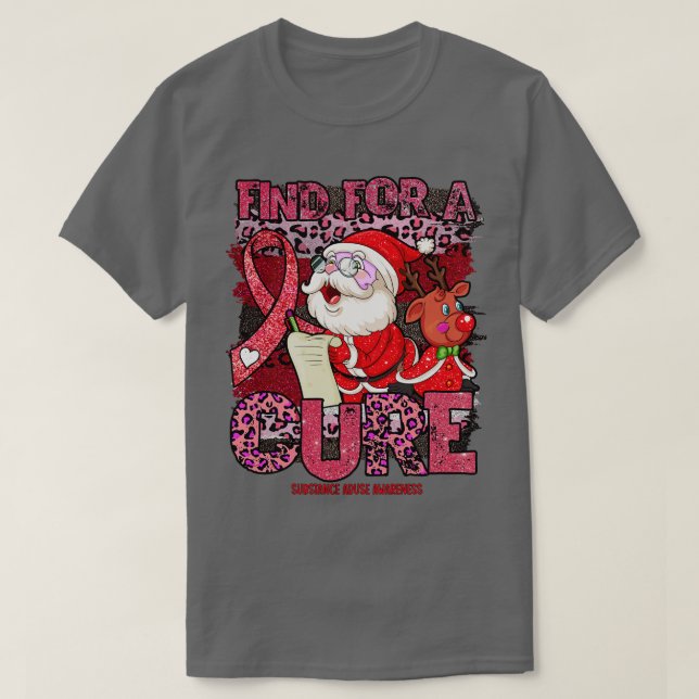 Substance abuse Awareness leopard christmas cure s T-Shirt (Design Front)