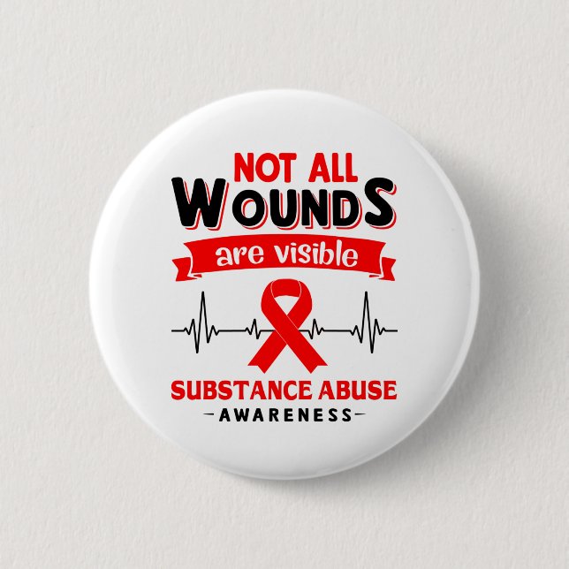 Substance Abuse Awareness Month Ribbon Gifts Button (Front)