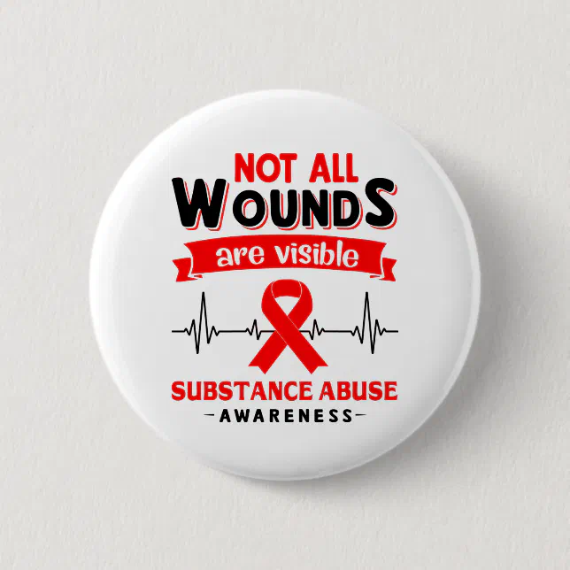 Substance Abuse Awareness Month Ribbon Gifts Button | Zazzle