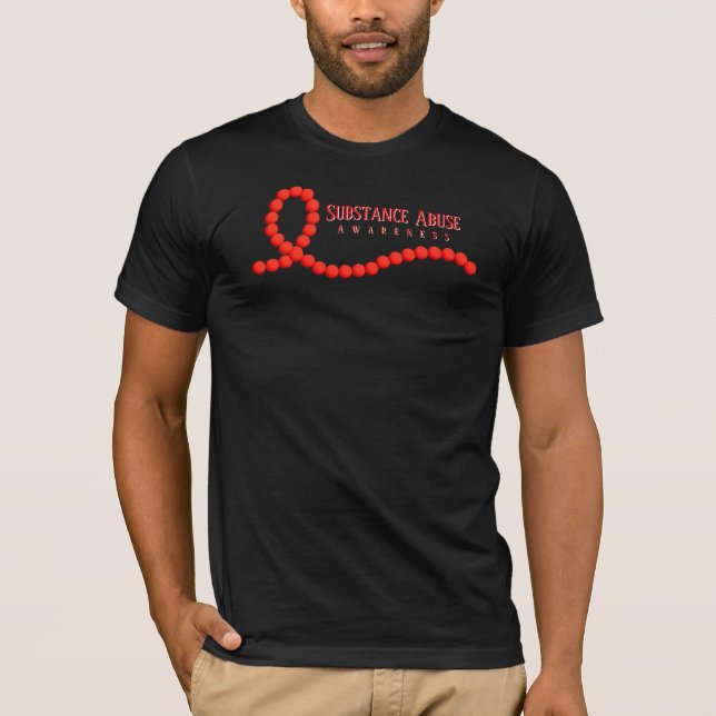 Substance Abuse Awareness Red Ribbon Beads T-Shirt (Front)