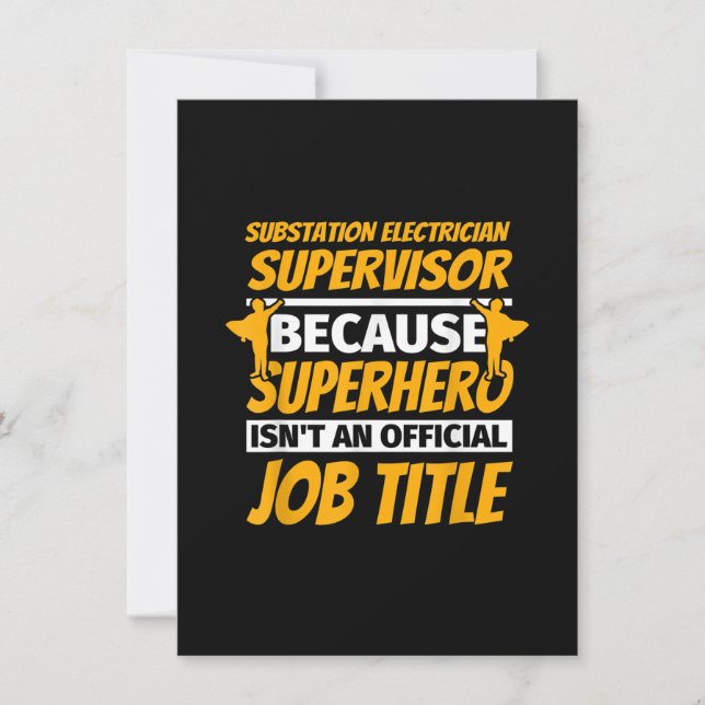 Substation Electrician Supervisor Funny Humor Gift Note Card (Front)