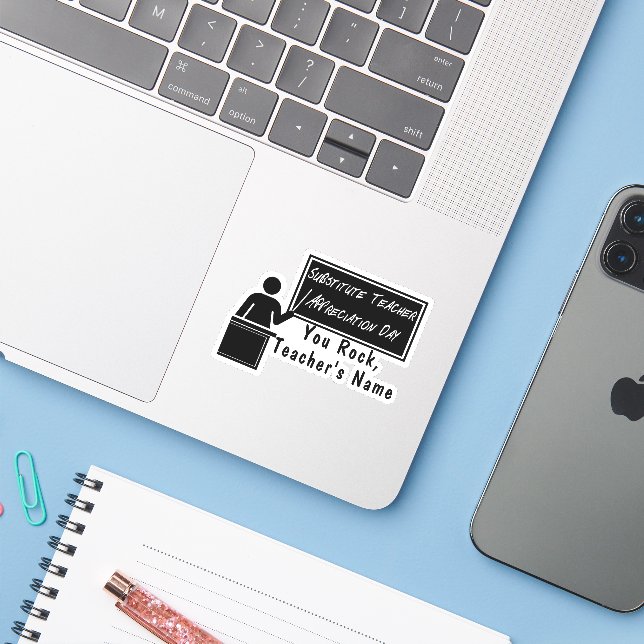 Substitute Teacher Appreciation Day Sticker (Laptop w/ iPhone)