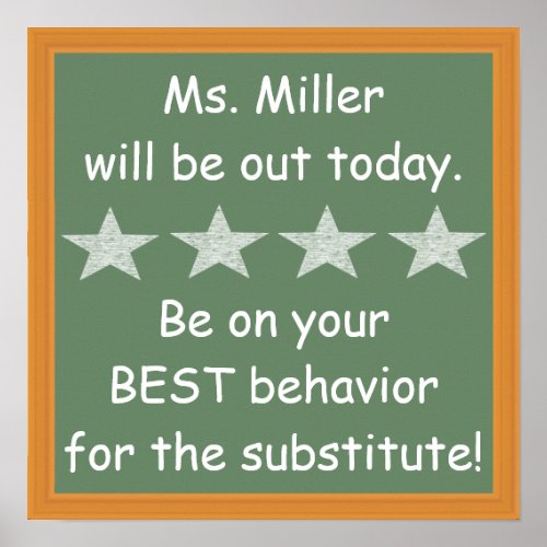 Substitute Teacher Best Behavior Poster