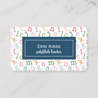 Substitute Teacher Business Calling Card Alphabet
