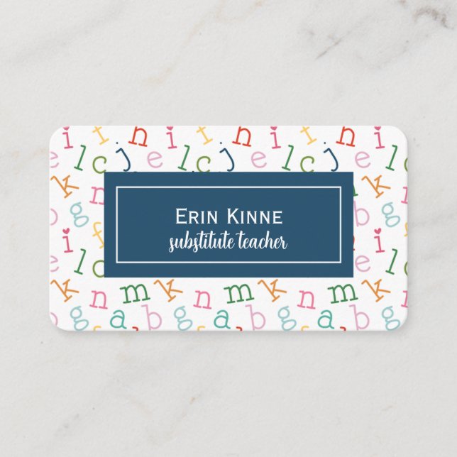 Substitute Teacher Business Calling Card Alphabet (Front)