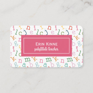 Substitute Teacher Business Calling Card Alphabet