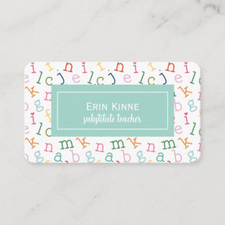 Substitute Teacher Business Calling Card Alphabet