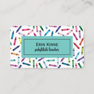 Substitute Teacher Business Calling Cards Crayons