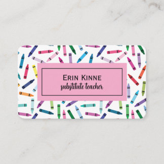 Substitute Teacher Business Calling Cards Crayons