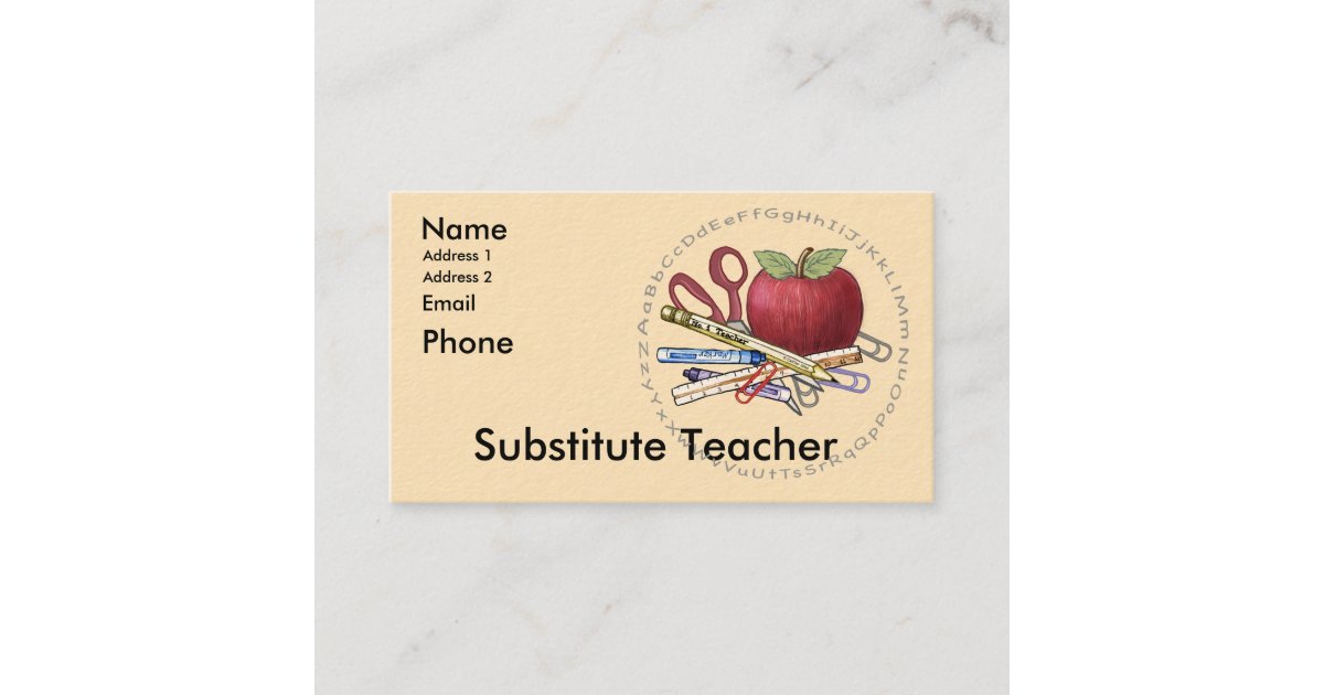 Substitute Teacher Business Card Zazzle