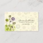 Substitute Teacher Business Card Doodle Flowers<br><div class="desc">Doodle line flowers form the main image of this substitute teacher business card. The flowers are drawn with simple lines over a cream colored background peppered with faint floral pattern. Customize this card immediately with your name and details.</div>