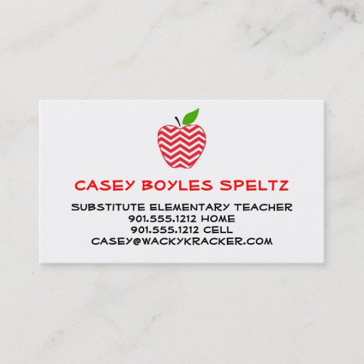 Customizable Substitute Teacher Business Cards
