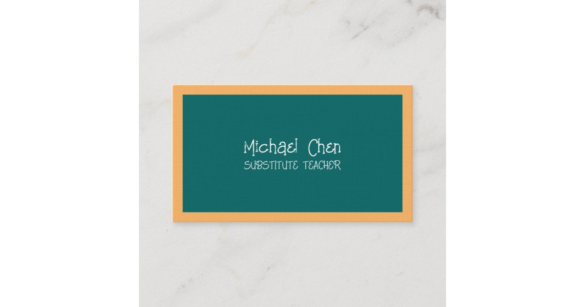 Substitute Teacher Chalkboard Business Card | Zazzle