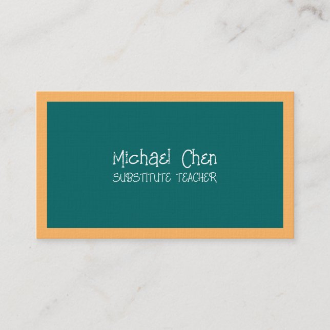 Substitute Teacher Chalkboard Business Card (Front)