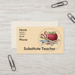 Substitute Teacher custom business Cards