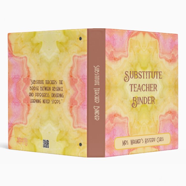 Substitute Teacher Custom Modern Classroom Boho 3 Ring Binder (Background)