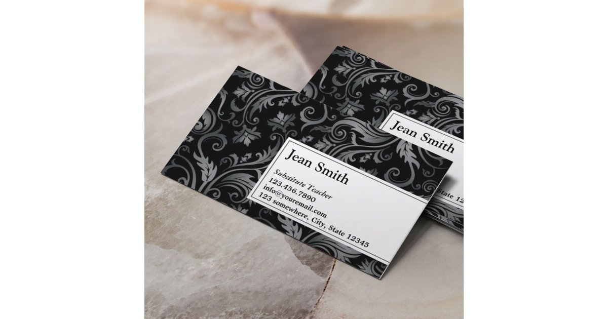 Substitute Teacher Elegant Ornament Business Card | Zazzle