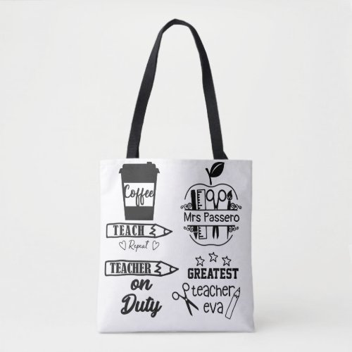 Substitute Teacher Gift Black and White Quotes    Tote Bag