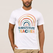Substitute teacher rainbow retro colorful boho