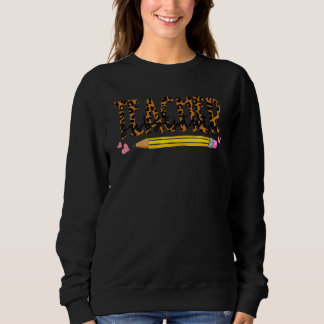 Substitute Teacher Sub Squad Pencil Leopards Back  Sweatshirt