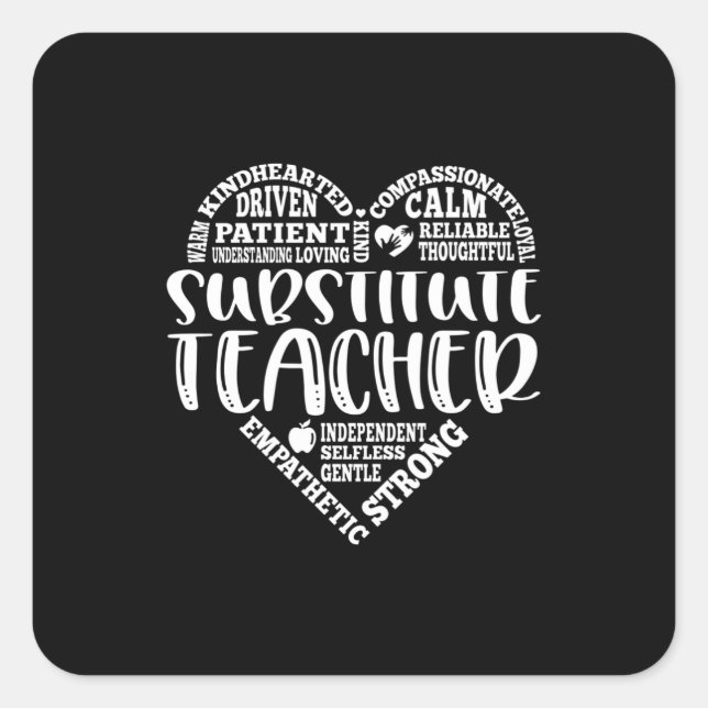 Substitute teacher, sub teacher subway square sticker (Front)