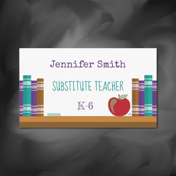 Substitute | Teacher | Tutor White Business Cards by ArianeC at Zazzle