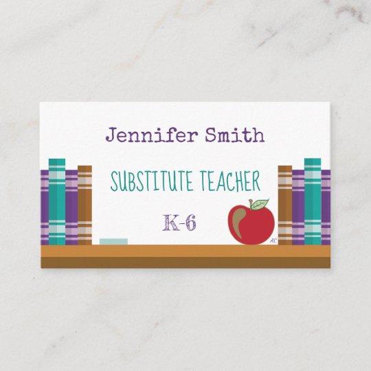 Substitute Teacher Tutor White Business Cards