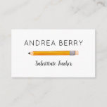 Substitute Teacher Yellow Pencil Business Card<br><div class="desc">Always leave your information behind so you can be reached for future teaching dates.  Perfect for substitute teachers,  tutors,  professors,  public speakers,  etc.</div>