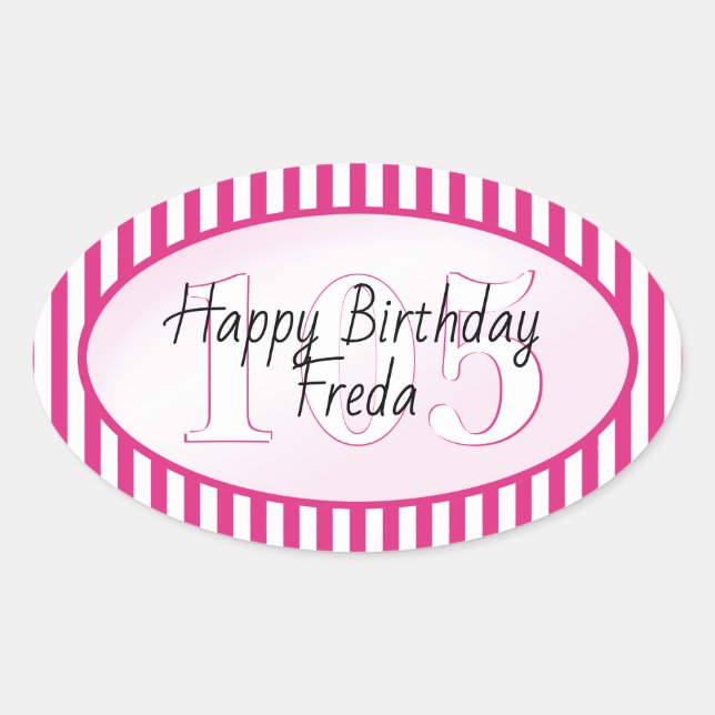 Subtle Age Fuchsia/White Simple Stripes Pattern Oval Sticker (Front)