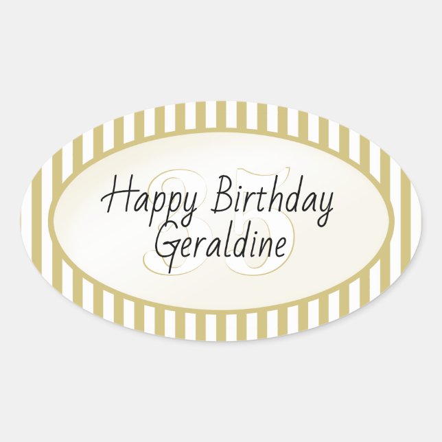 Subtle Age Gold/White Simple Stripes Pattern Oval Sticker (Front)