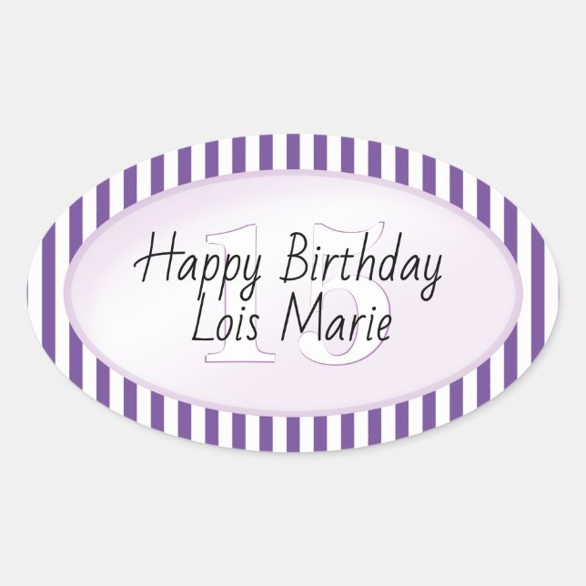 Subtle Age Purple/White Simple Stripes Pattern Oval Sticker (Front)