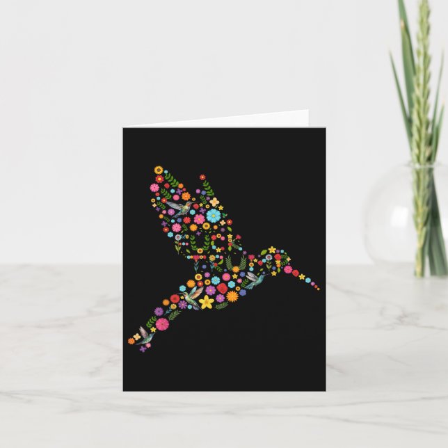 Subtle Anti Trump Floral Hummingbird Hidden Messag Card (Front)