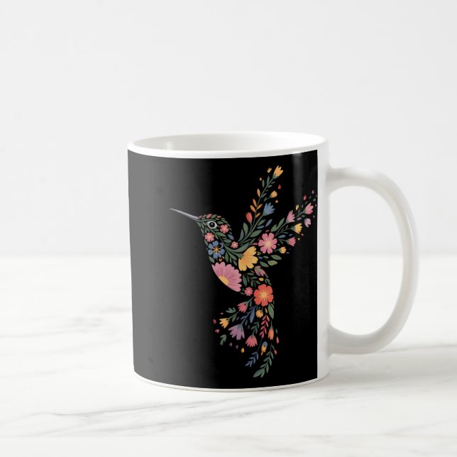 Subtle Anti Trump Floral Hummingbird Hidden Messag Coffee Mug (Right)