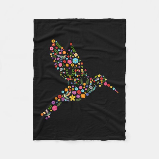 Subtle Anti Trump Floral Hummingbird Hidden Messag Fleece Blanket (Front)